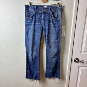 Hudson Jeans Signature Petite Bootcut Size 32 Blue Denim Frayed Hem